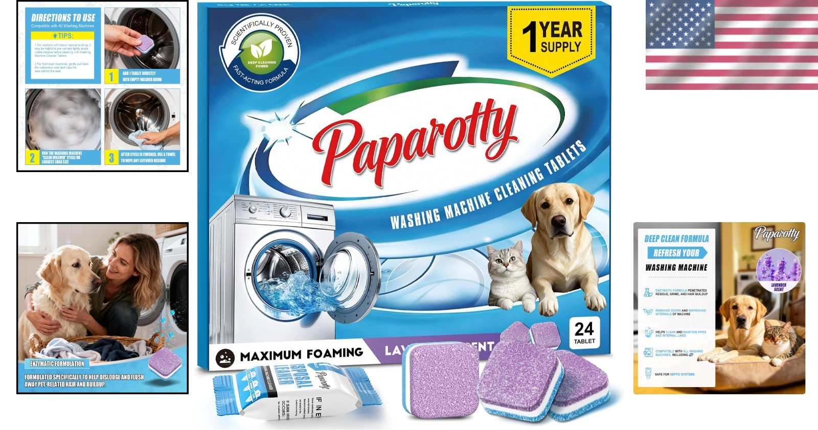 Washing Machine Cleaner Tablets – 24 Pack for a 12 Supply. Formulated for