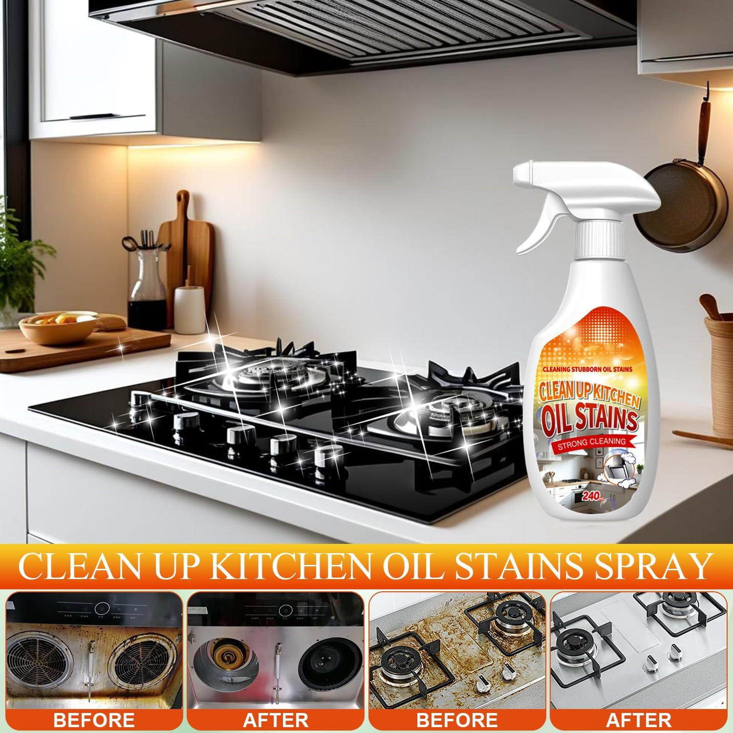 Clean up Kitchen Oil Stains Spray,Kitchen Spray Cleaner,All-Purpose Cleaning Spr