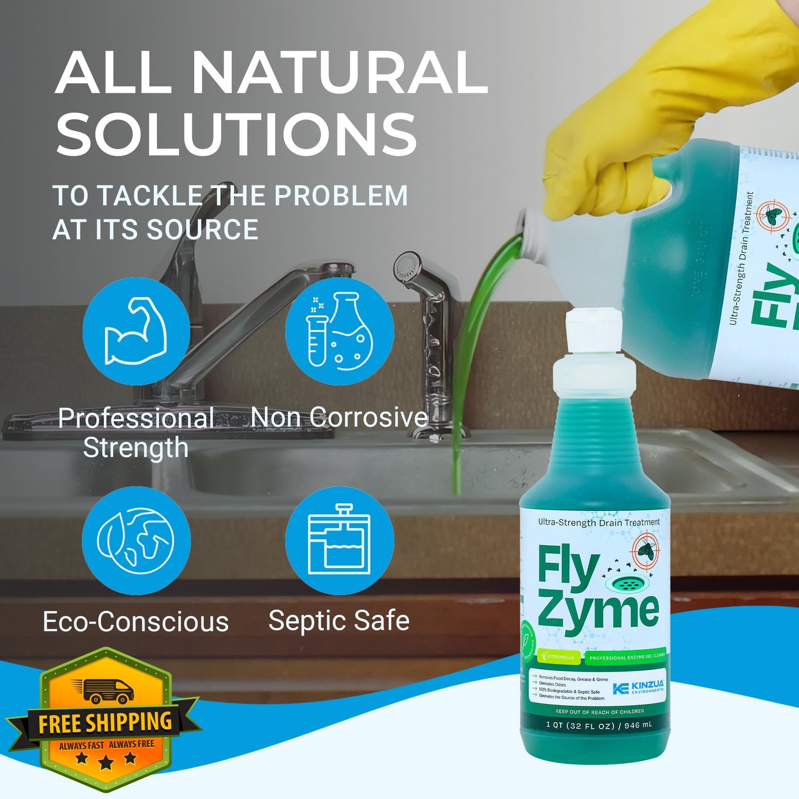 Kinzua Fly-Zyme Drain Cleaner Citronella 32 Oz