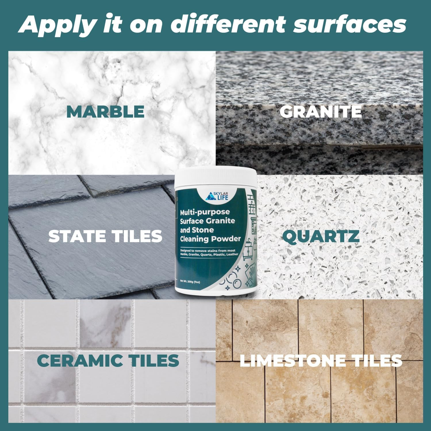 Skylarlife Multi-Purpose Surface Stone Cleaning Powder (200G) to Remove Rust Sta
