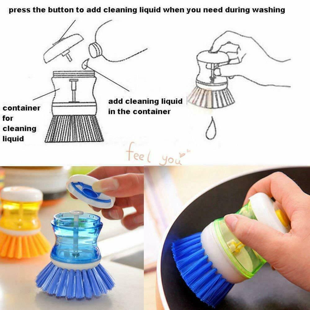Brush Liquid Soap Cleaning Washing Pot Plastic Utensils Kitchen Dispenser-3 May