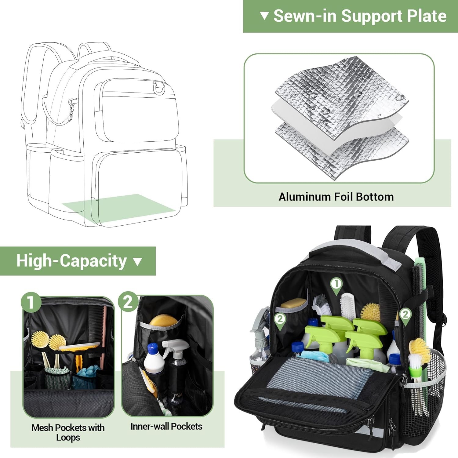 Deluxe Waterproof Cleaning Backpack with Multiple Pockets for Organizing Tools