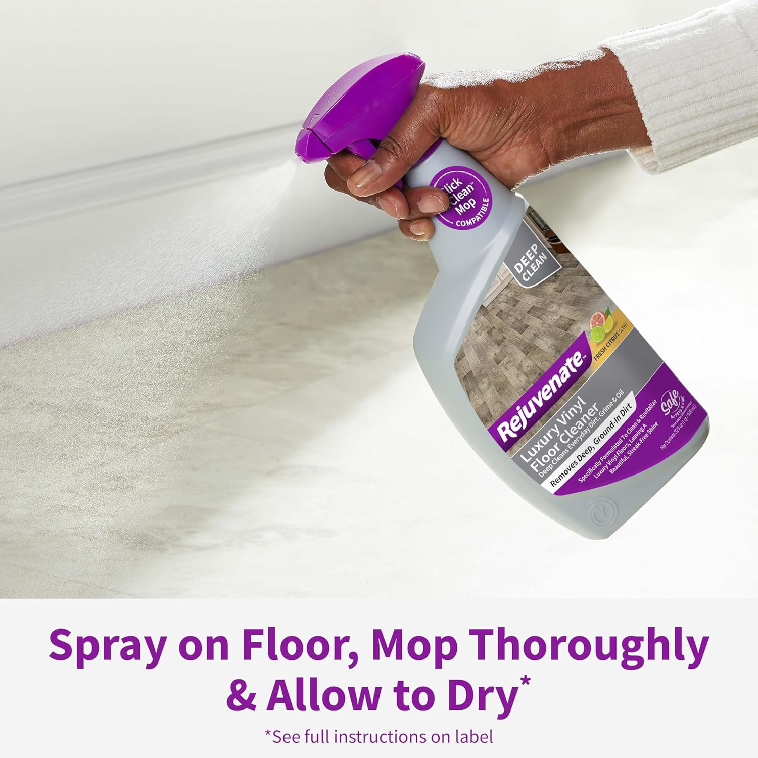 Rejuvenate Luxury Vinyl Floor Cleaner Refill, 1 Gallon, Gently Cleans and Revita