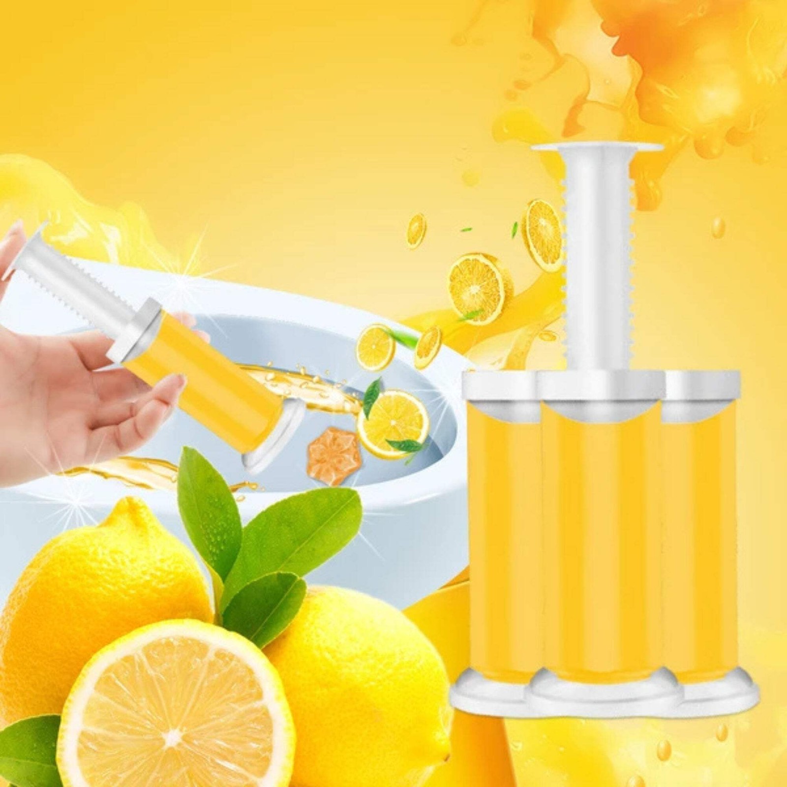 Air Fusion Lemon Scent Toilet Cleaning Gel 56 Stamps 6.43oz 4 Pack