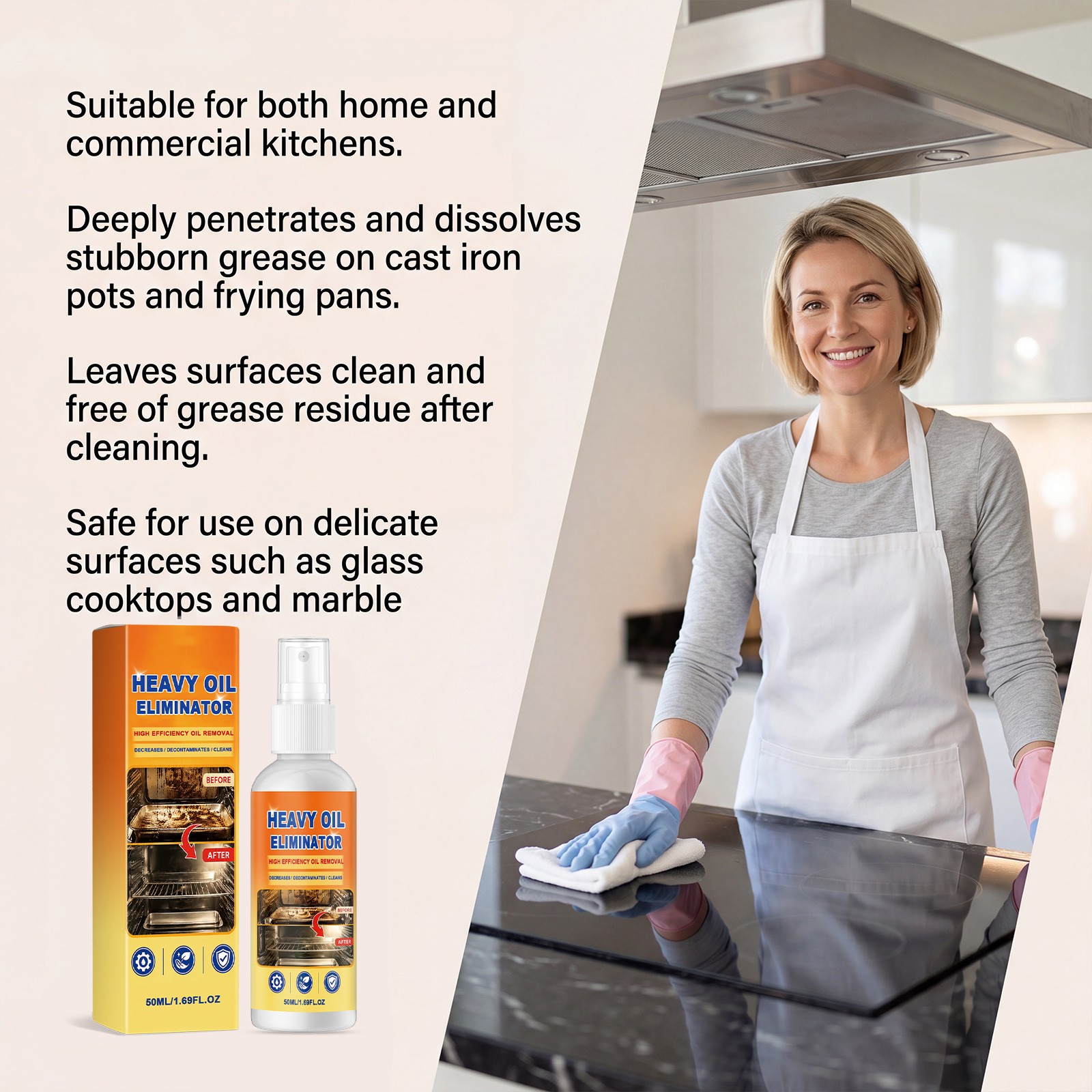 Grease BBQ Grill Cleaner Spray, Heavy Duty Kitchen Degreaser