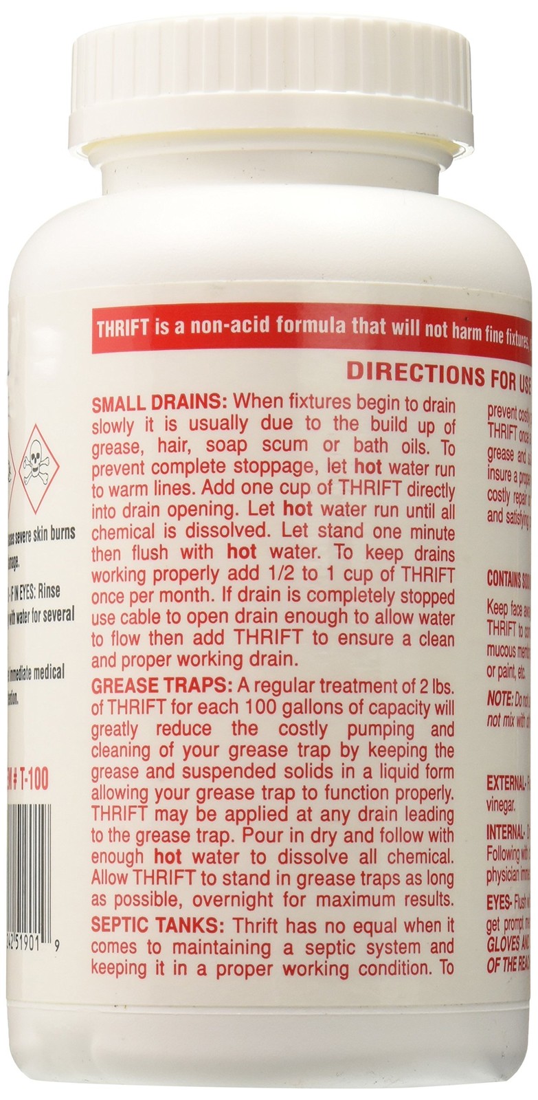 T-100 Alkaline Based 1-Pound Granular Drain Cleaner,Red
