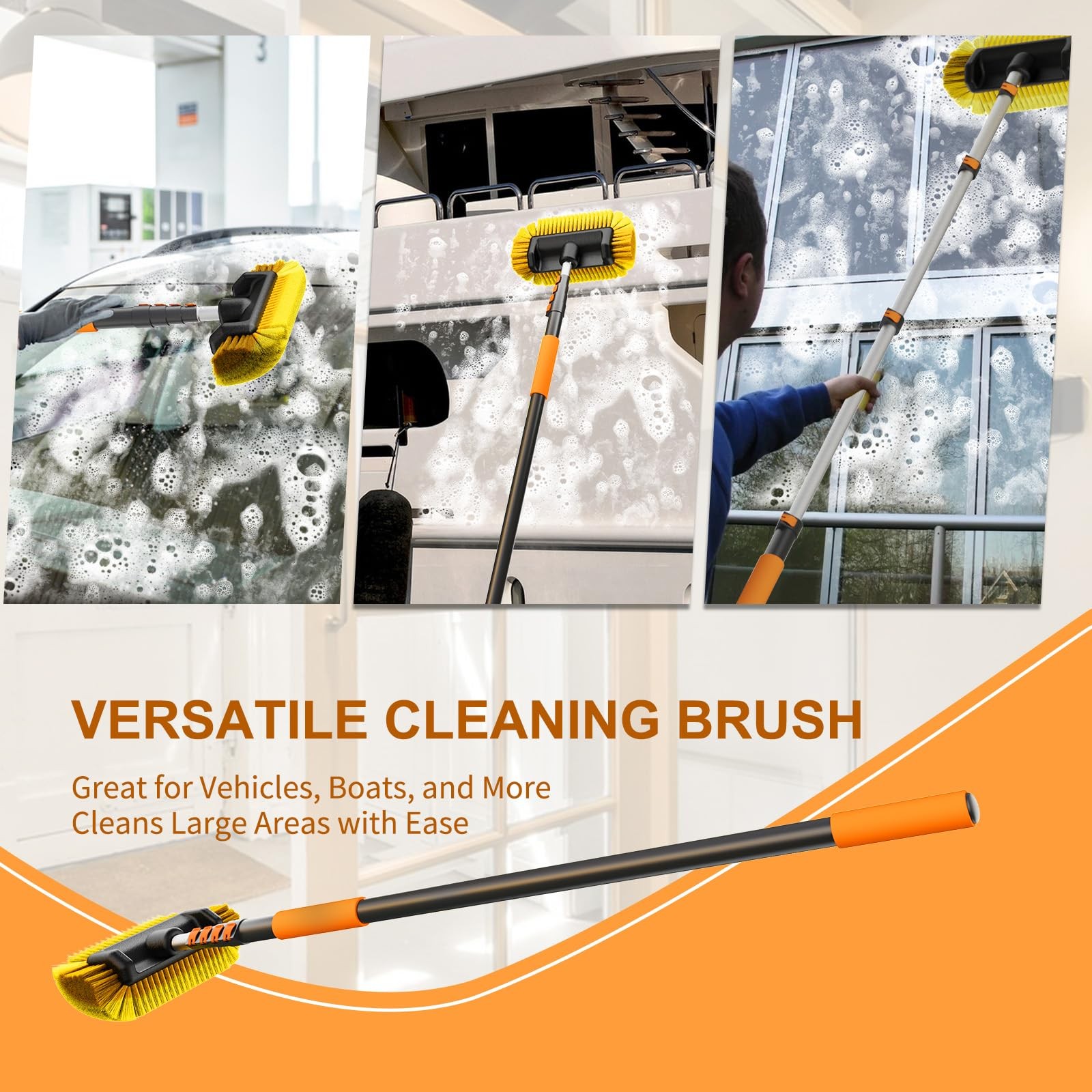 Car Wash Brush, 16FT Telescopic Car Wash Brush with Long Handle, 12-Inch Soft…