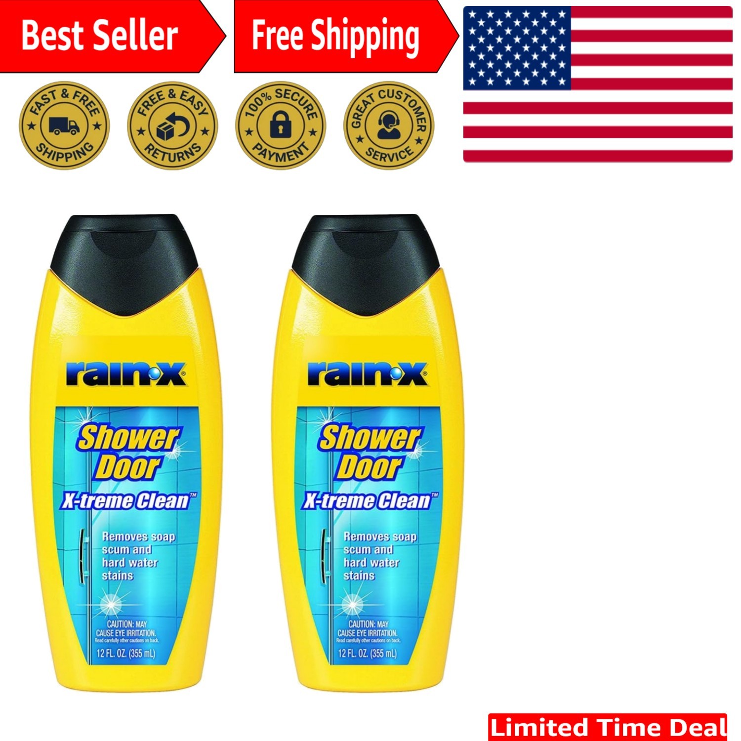 Lime Scented Shower Door Cleaner – 12 fl. oz., Set of 2 for Crystal Clear Shine
