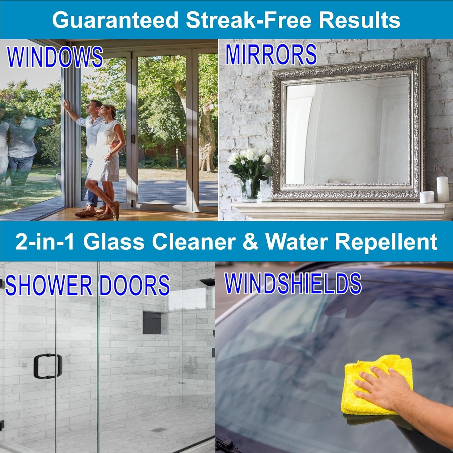 Glass CPR 2-In-1 Glass Cleaner and Water Repellent, 22 Oz Spray plus 2 Microfibe