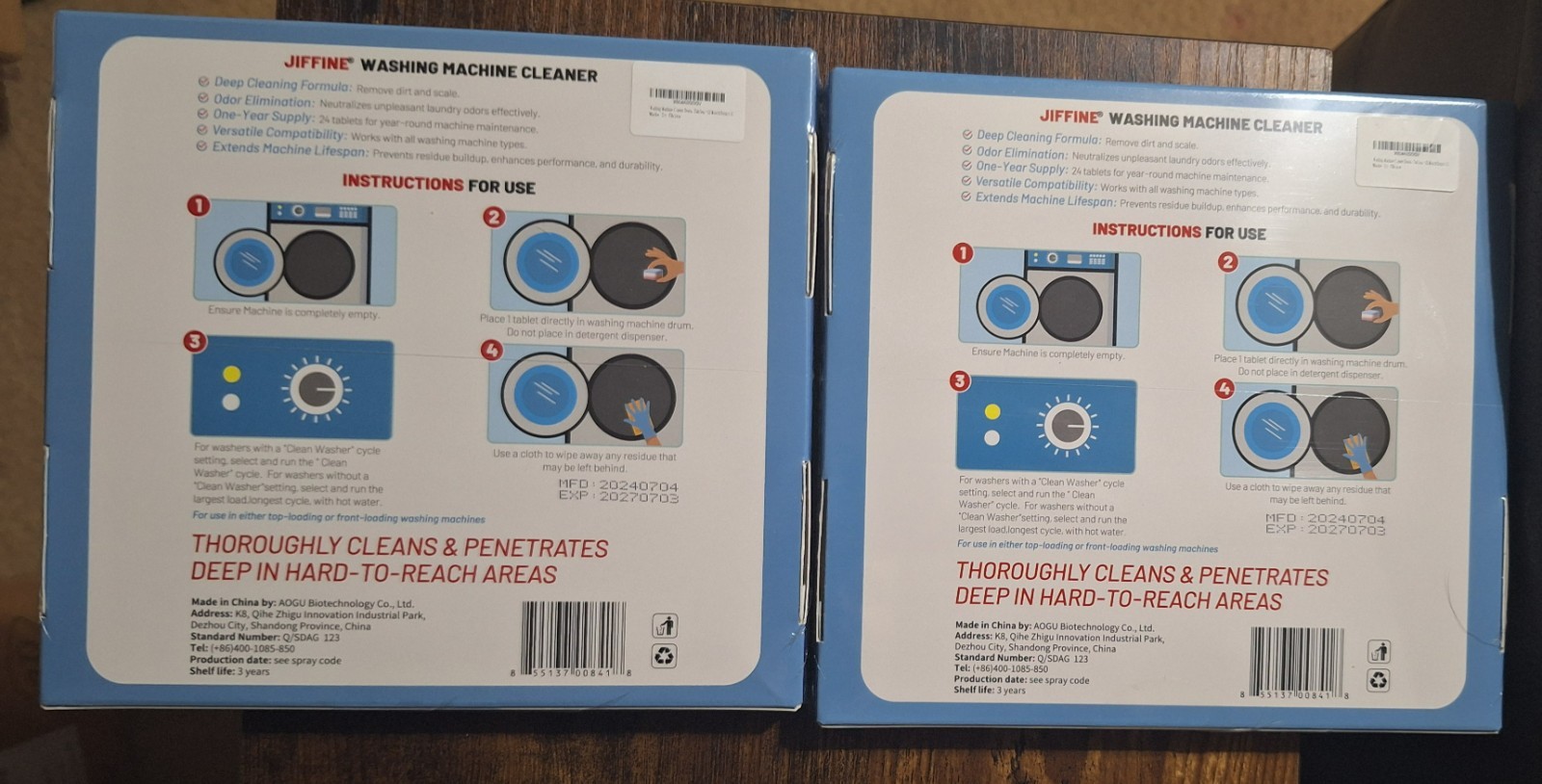 New in Box 2 – Jiffine Washing Machine Cleaner Tablets 48 Total, 2 Year Supply