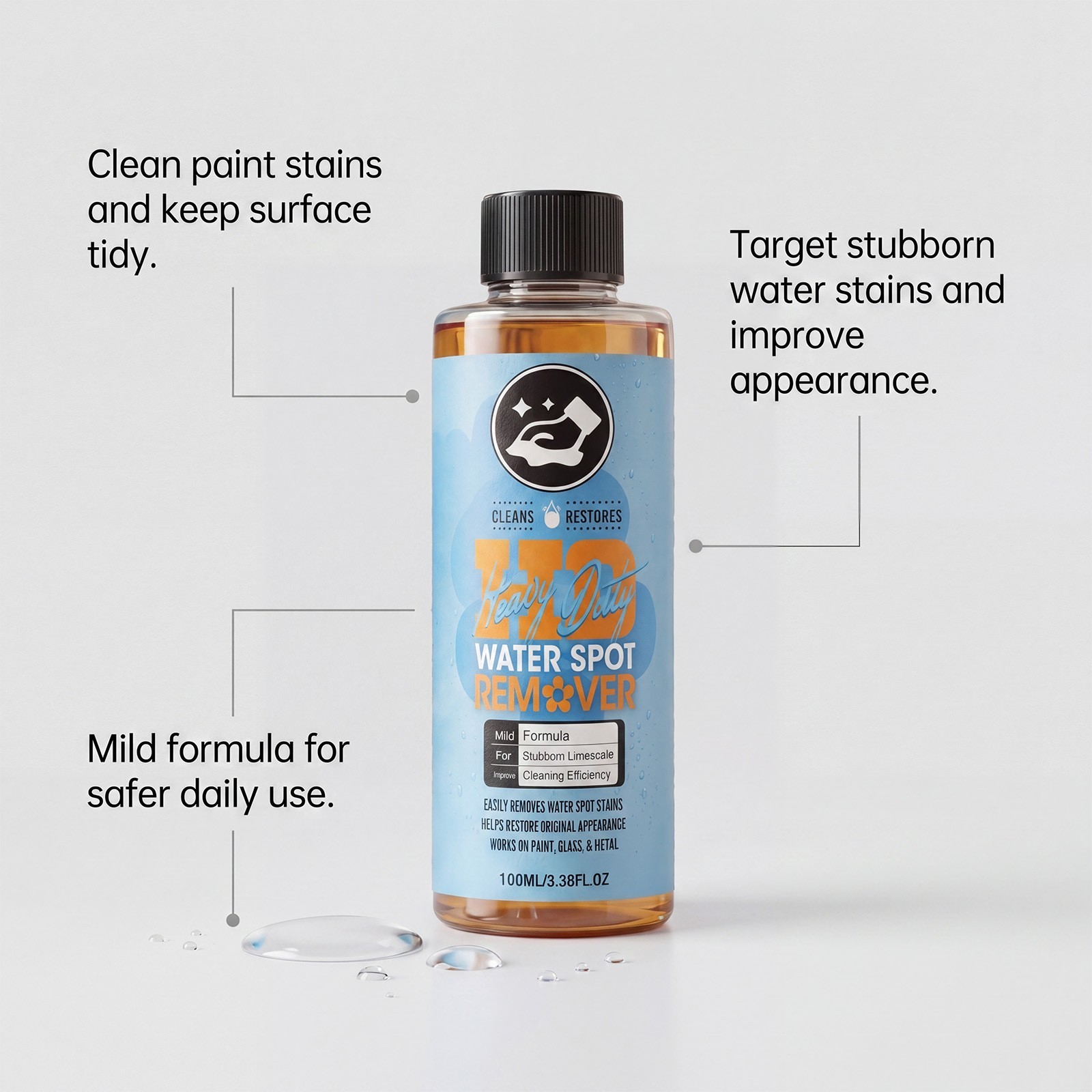 Heavy Duty Water Spot Remover Gel for Paint, Glass, and Metal – Mineral and Wate
