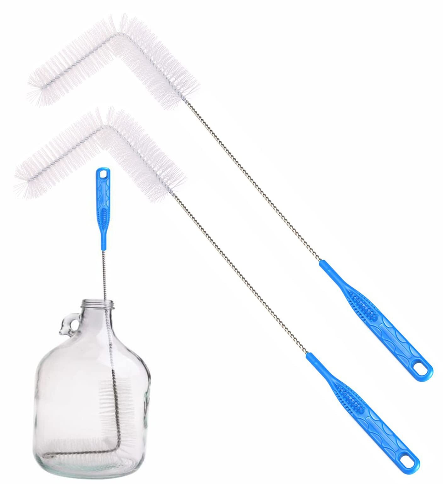 Carboy Brush Cleaning 2 Piece 30 Inch Nylon Brushes And Stainless Steel Extended