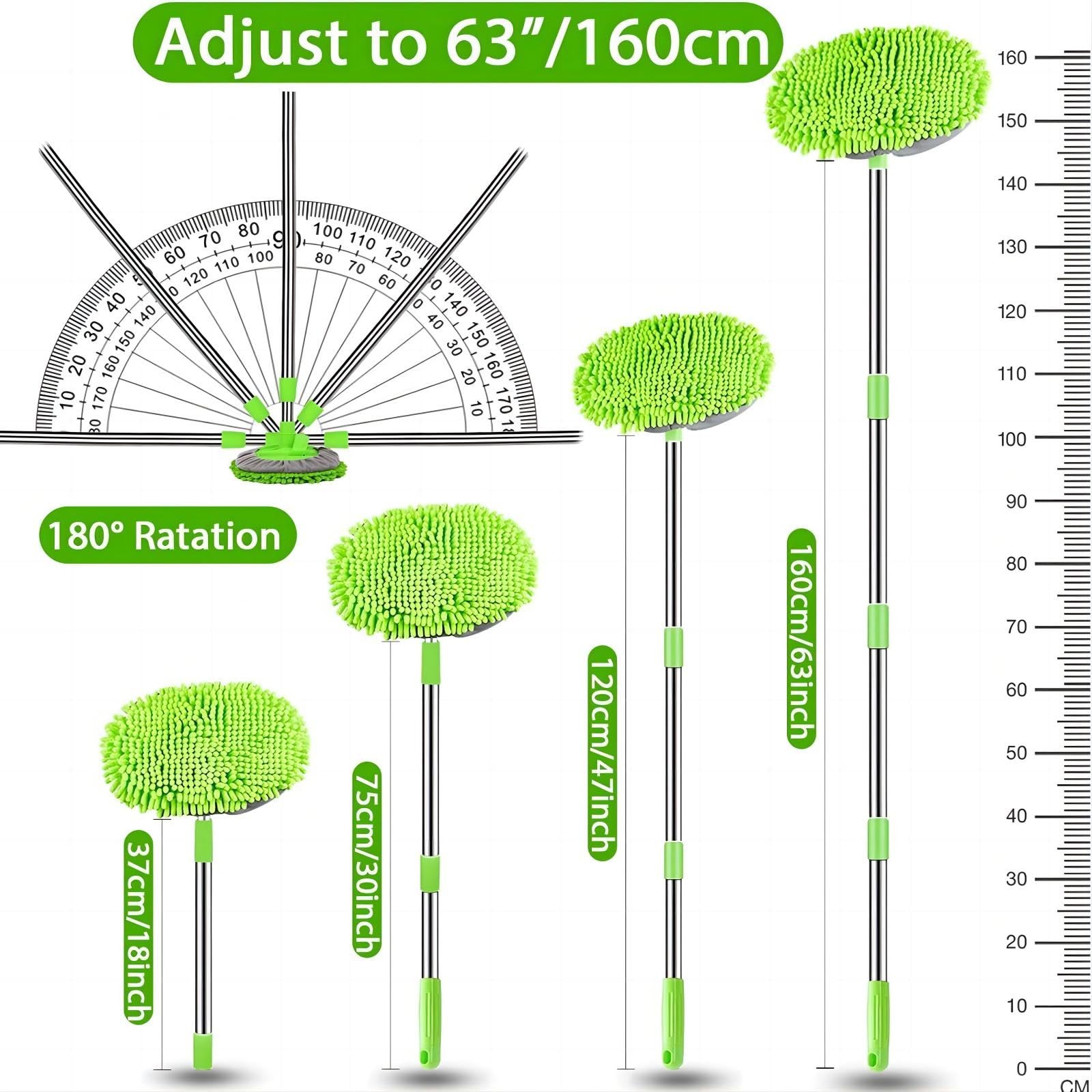 63″ Car Wash Mop Brush Tool Mitt with Long Handle Length More Suitable for Wa…