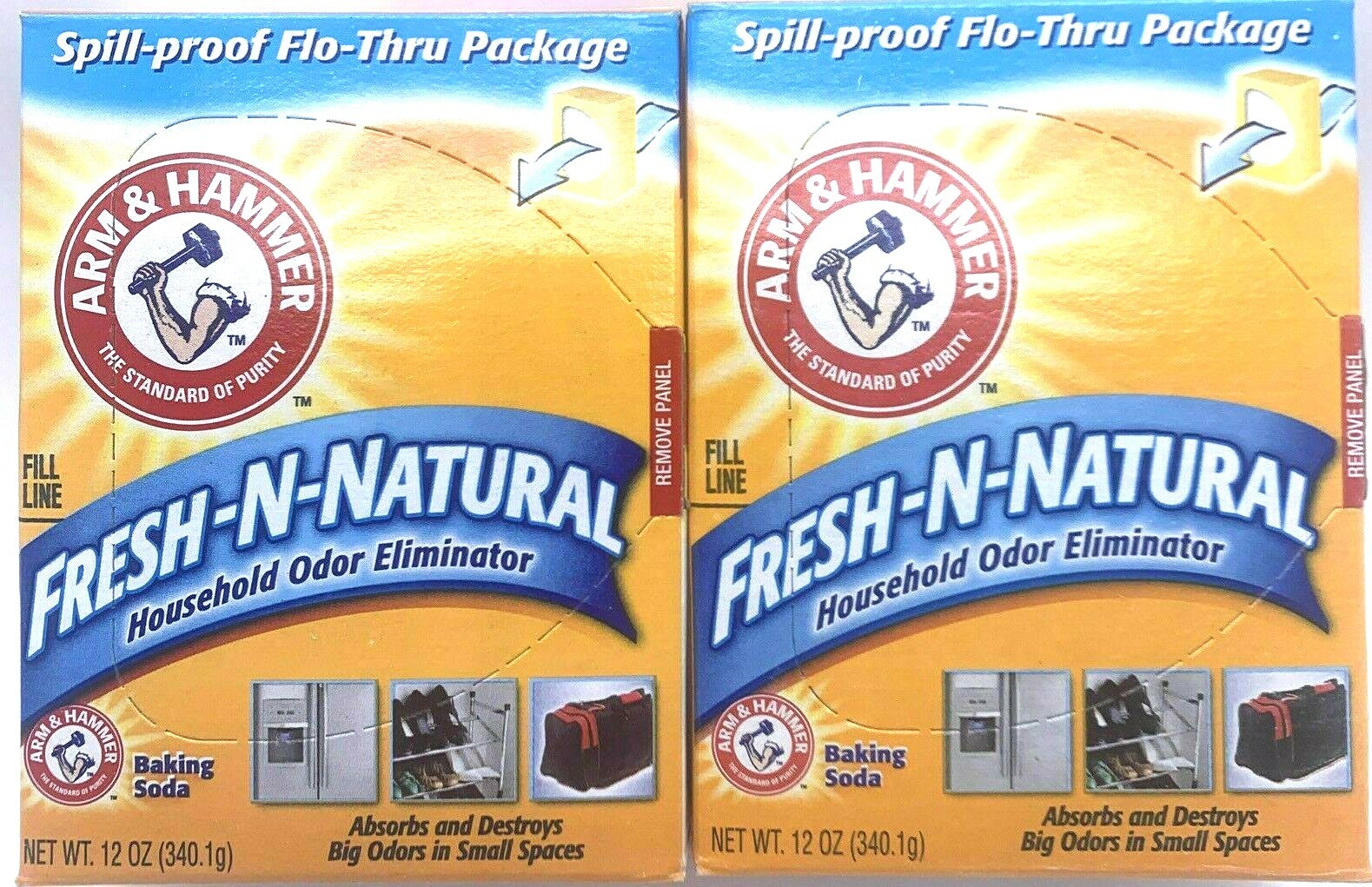 LOT of 2 Arm & Hammer Fresh-N-Natural Household Odor Eliminator Baking Soda 24oz