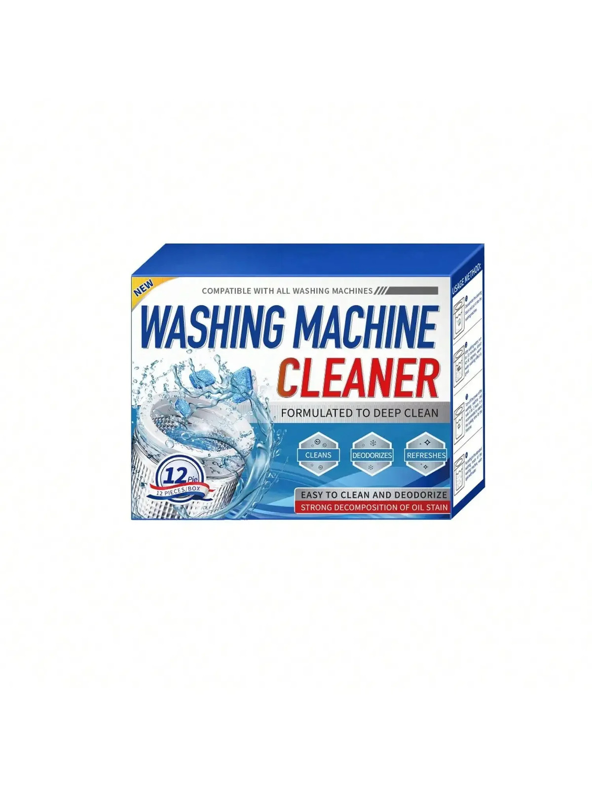 Washing Machine Cleaner Descaler of 12/24Pcs Pack-Deep Cleaning Tablets Odor Rem