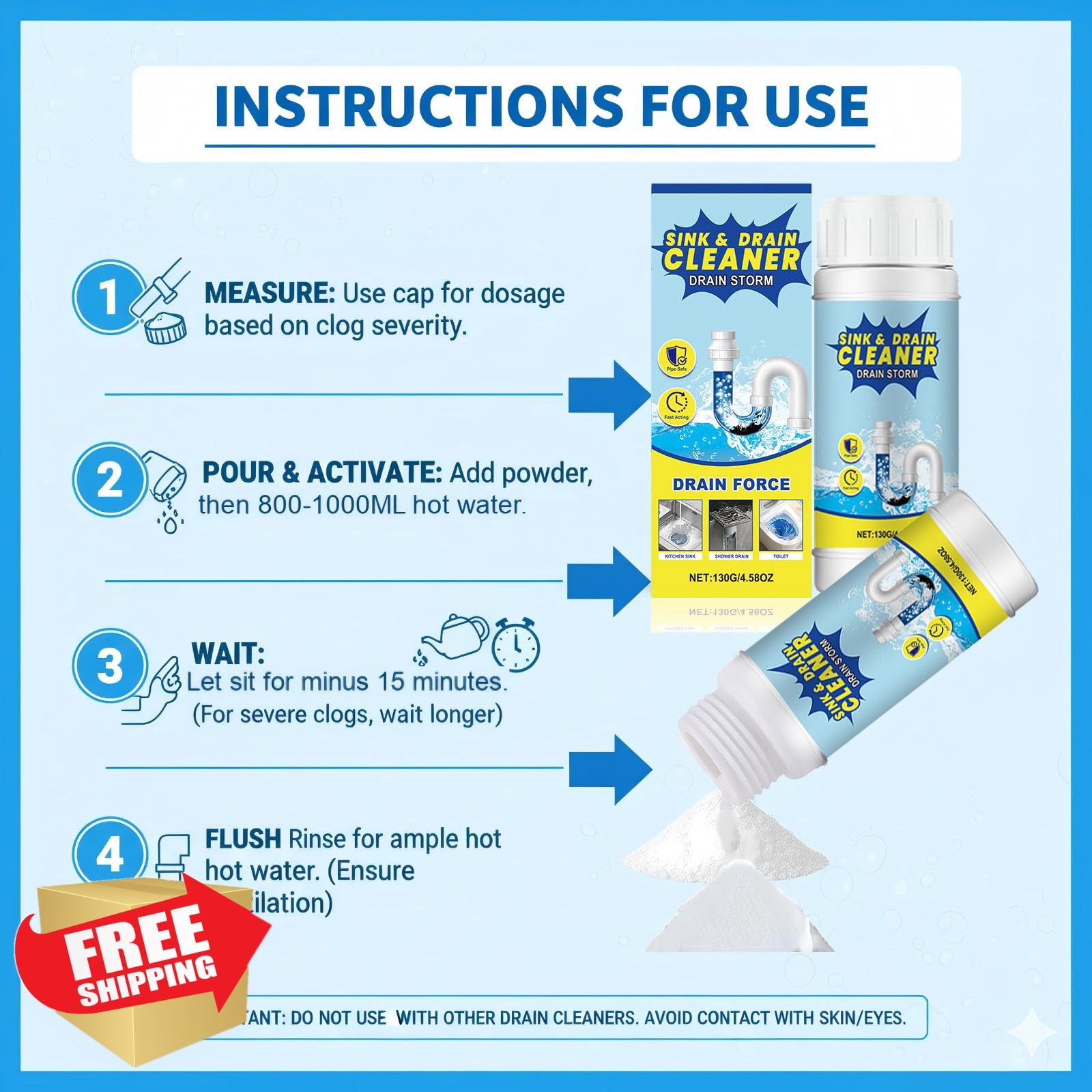 CrySPKaine Unscented Drain Cleaner Powder 130g
