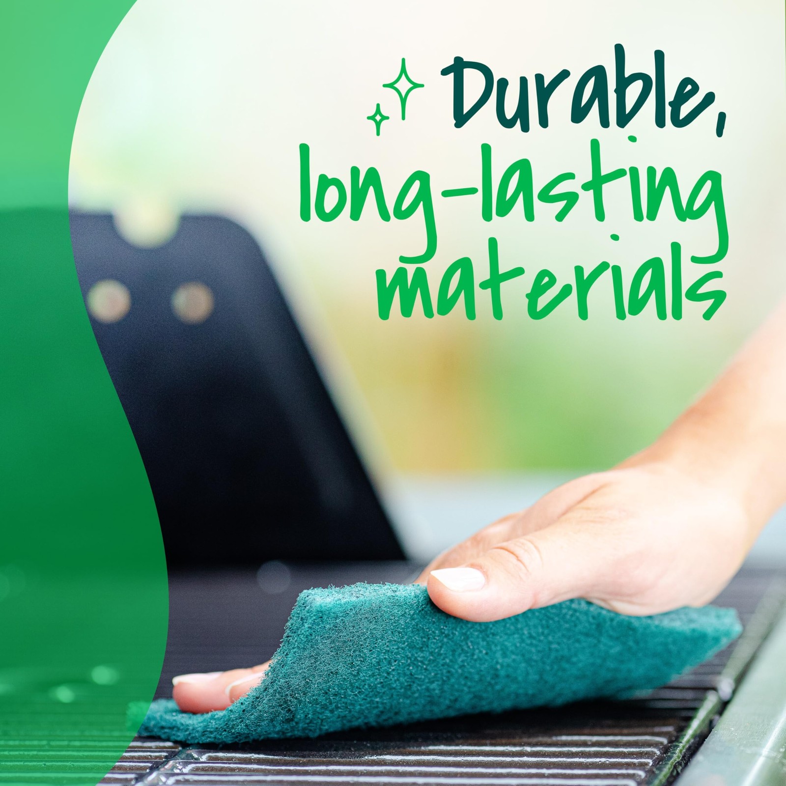 Heavy Duty Scouring Pad, Dish Scrubber for Kitchen + Outdoor, 8 Scrub Pads fo…