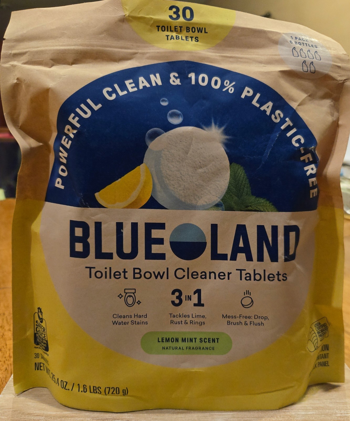 1 Set – Blueland toilet bowl cleaner tablets lemon mint scent. 2 x 30 Tablets