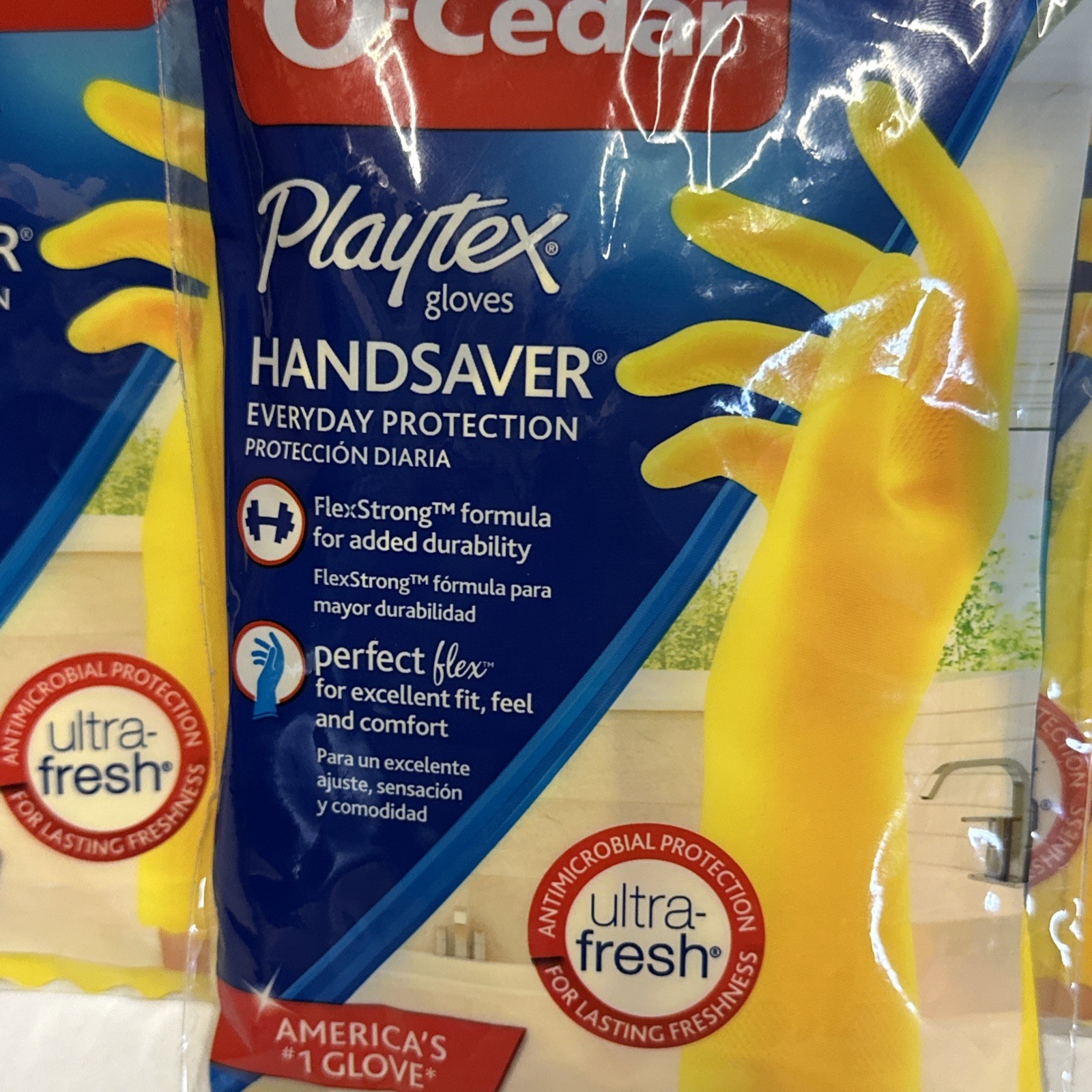 Playtex O-Cedar Living Gloves Drip-Catch Cuff Medium Reusable Gloves 2 Pair