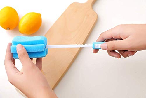 3pcs 11.4inch Sponge Clean Brush With Adjustable Plastic Handle For Coffee Glass