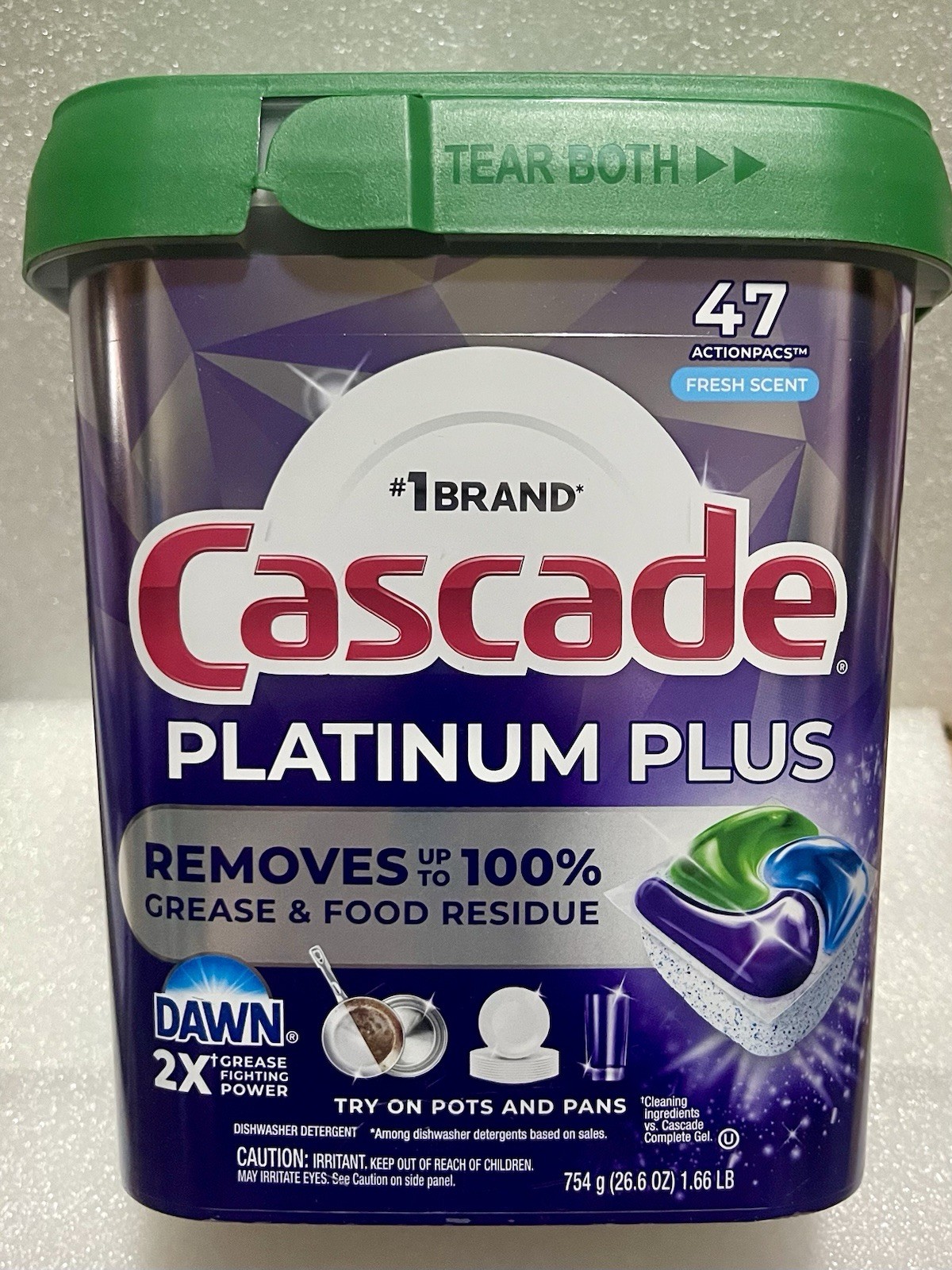 Cascade Platinum Plus Dishwasher Detergent Pods Fresh 47 Count