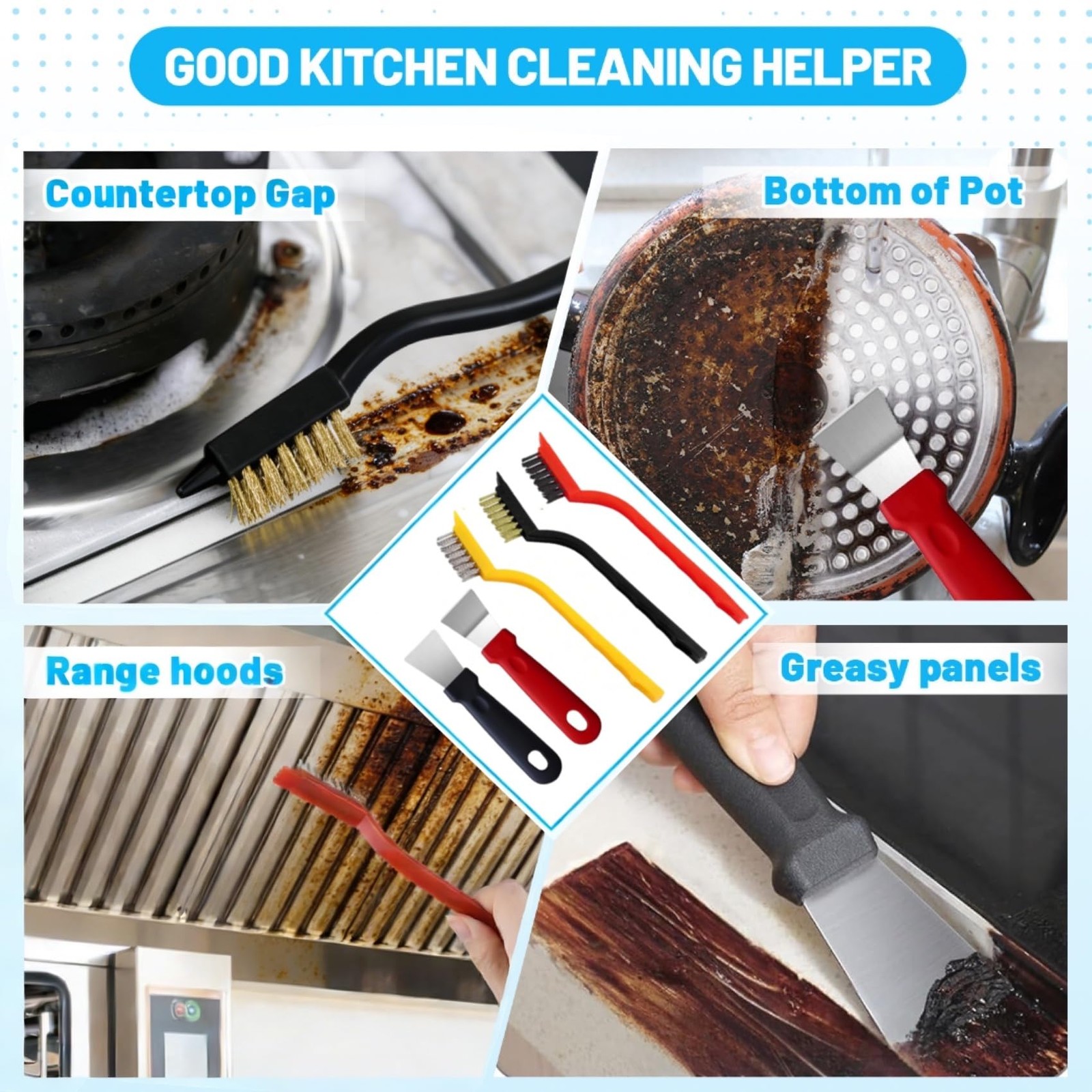15Pcs Crevice Cleaning Brush Set, Hard Bristle Scrub Brushes Tools for Deep C…