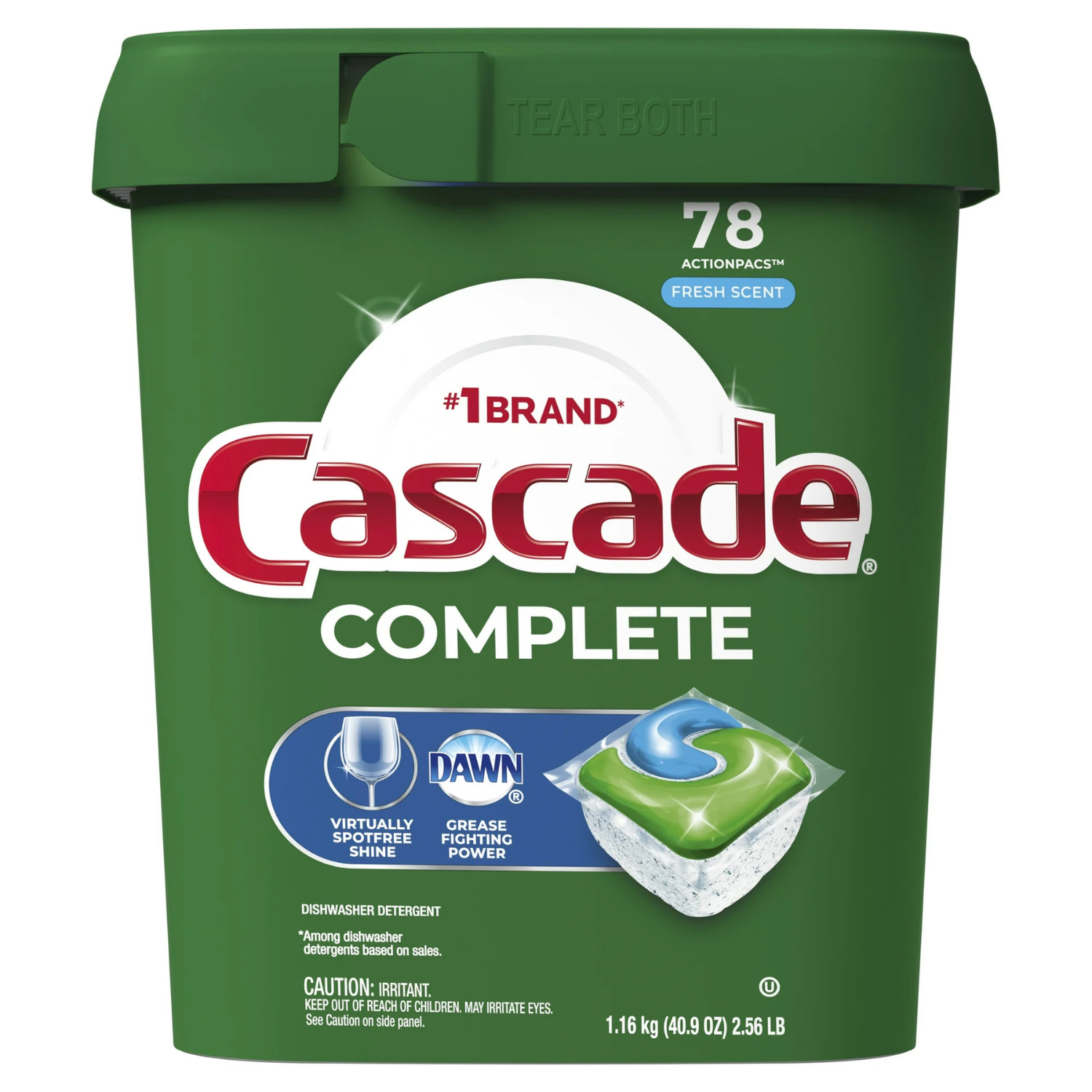 (2 Pack) Cascade Complete ActionPacs 78 Ct Dishwasher Pods Fresh Scent Shine