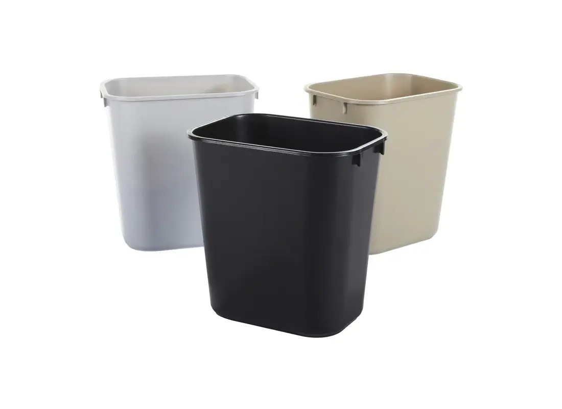 Trash Can 8.25X11.13X12.25 IN 3.5 GAL 14 QT Beige Rectangle Resin Fire Resistant