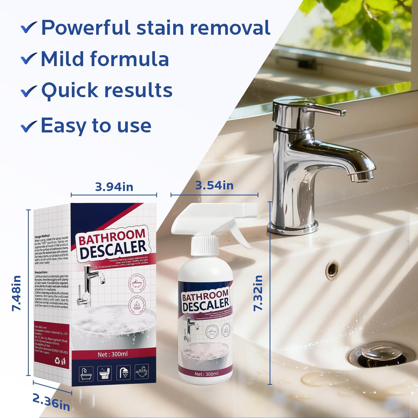 Bathroom Descaler Foam Cleaner for Hard Water Stains – Powerful Foaming Spray…