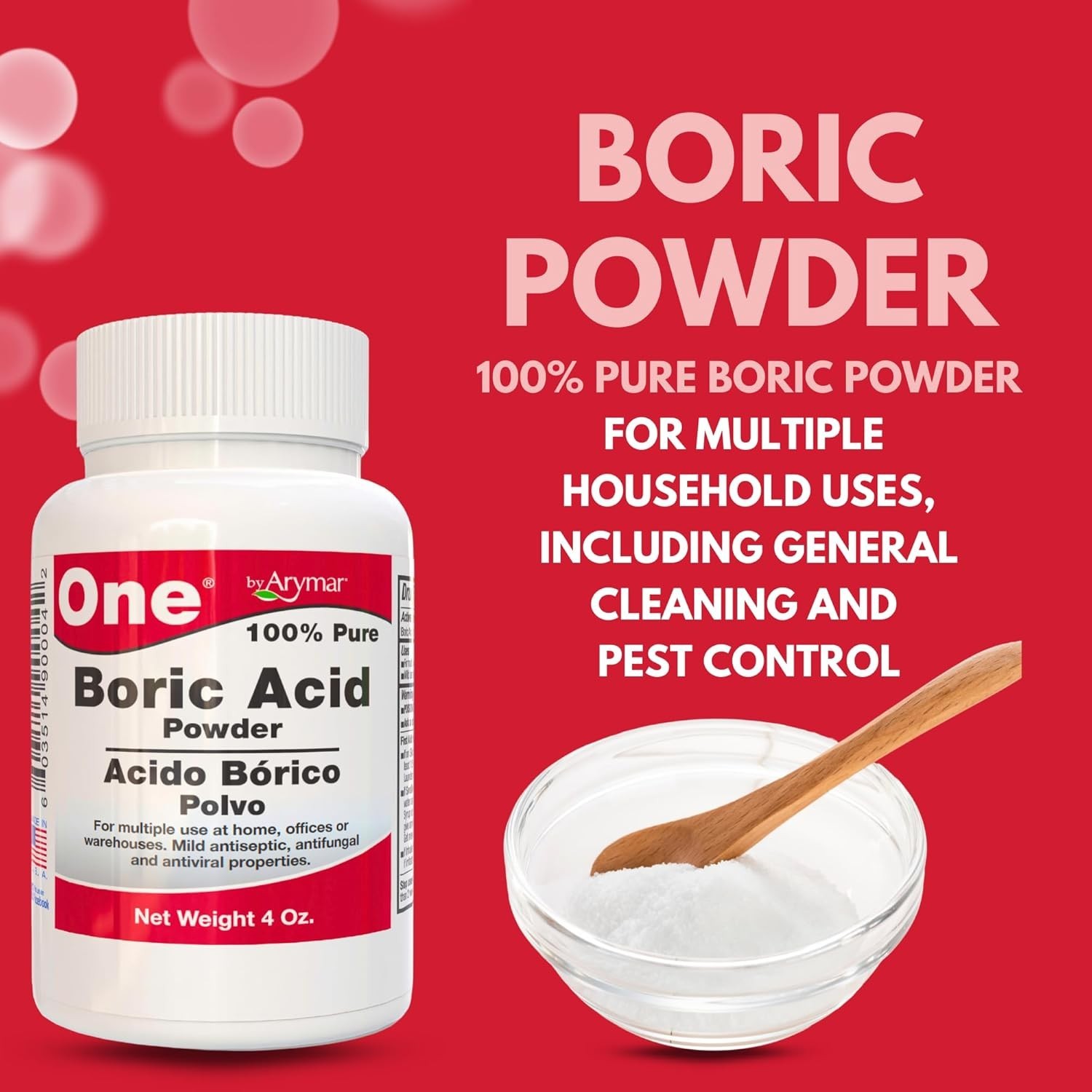 4oz Pure Granular Boric Powder – Effective Household Cleaner, Made in USA