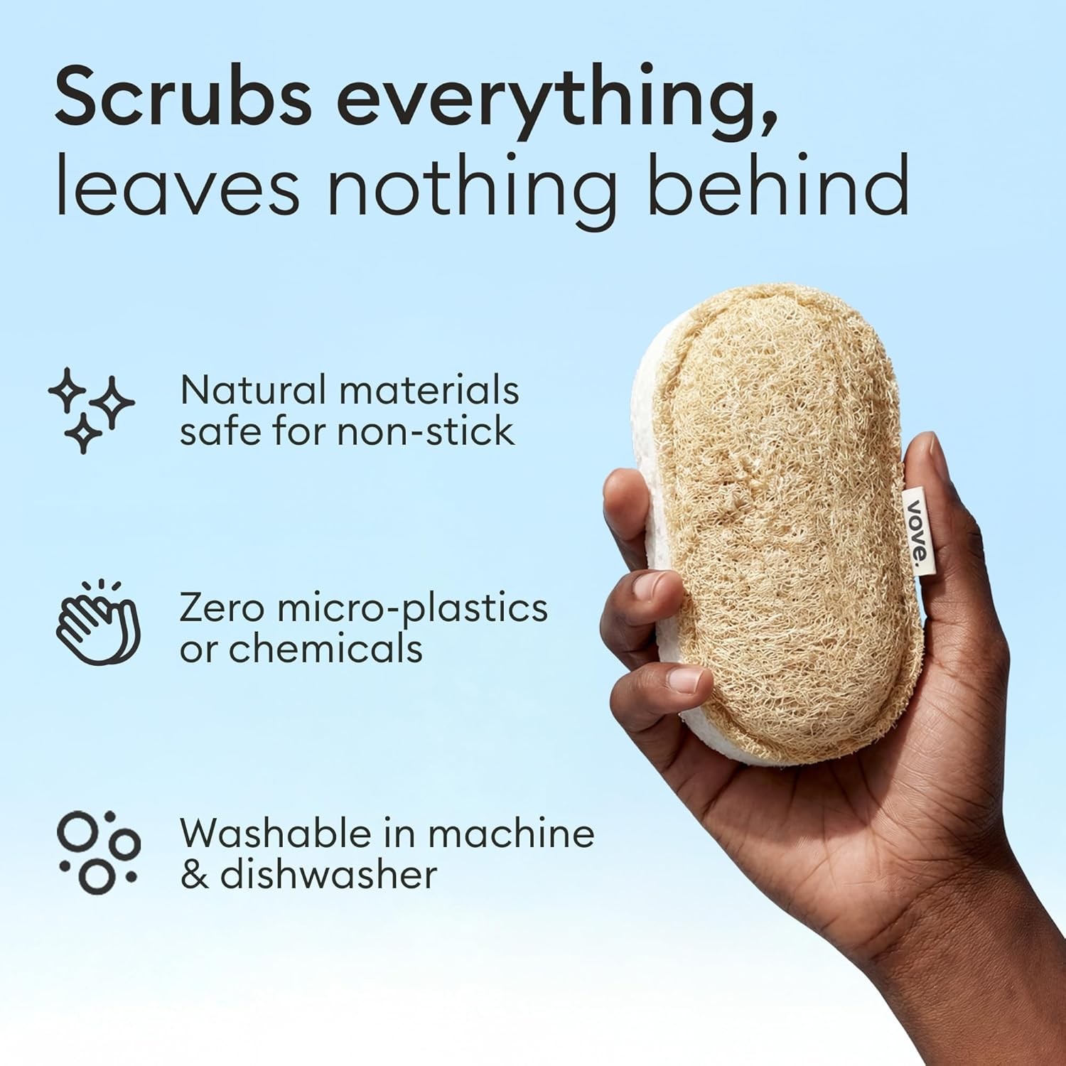 Scrub Sponges 4 Pack, Cellulose & Cotton with Natural Loofah, Eco-Friendly