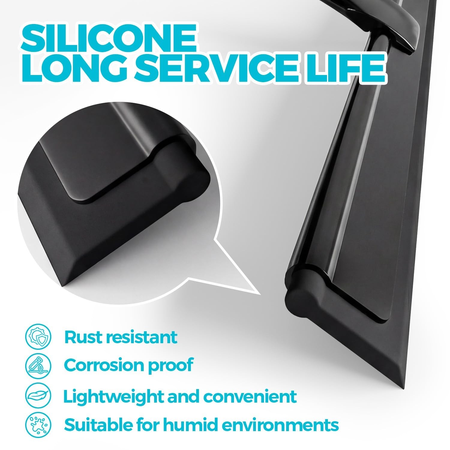 2-Pack 10″ Black Shower Squeegee Set for Glass, Tile, Bathroom, Windows & Mirror