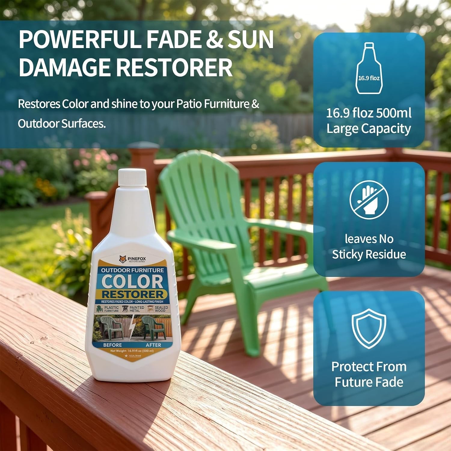 Outdoor Color Restorer for Vinyl & Metal – 16.91 fl oz of Lasting Protection