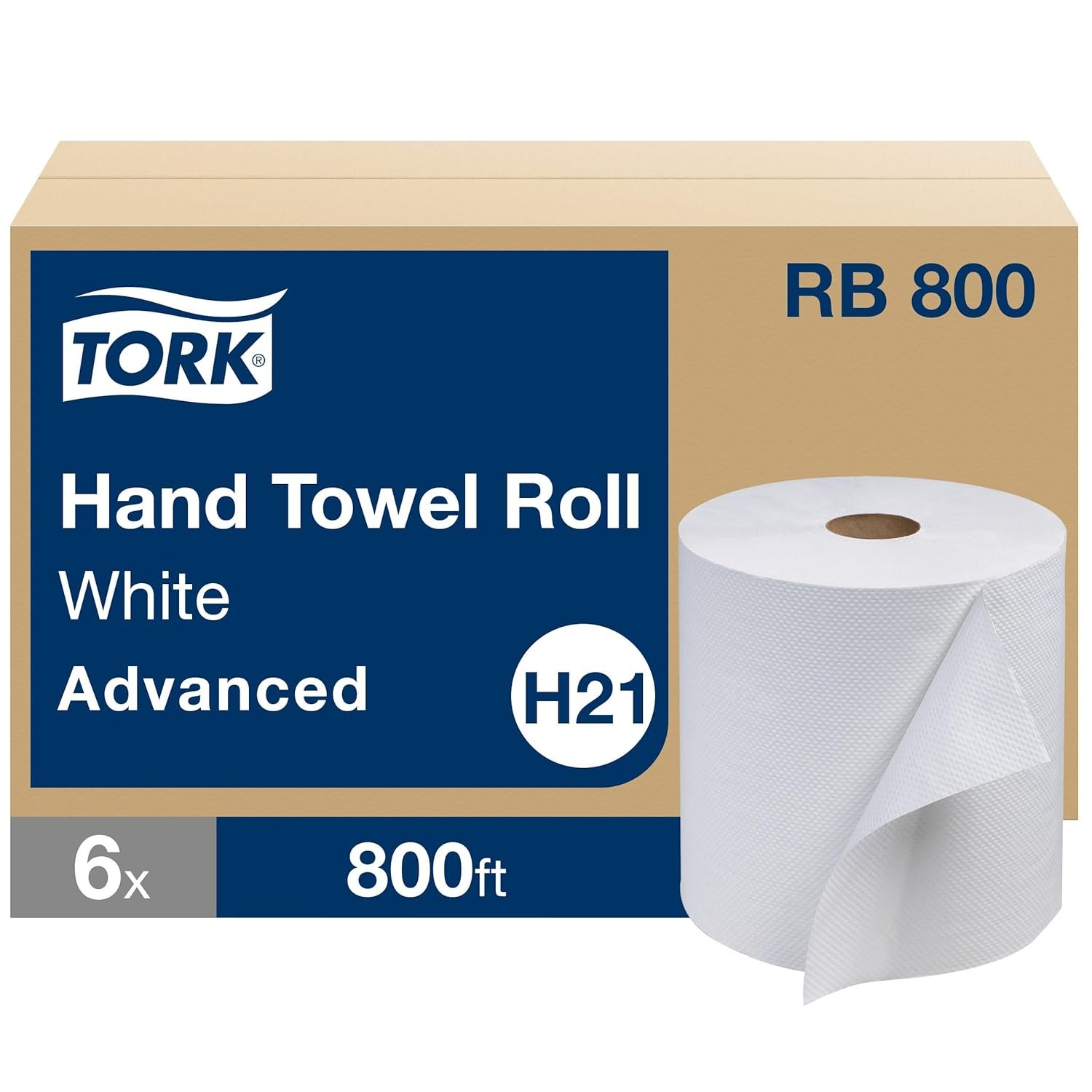 Tork Paper Hand Towel Roll White H21, Advanced, 100% Recycled Fiber, 6 rolls x