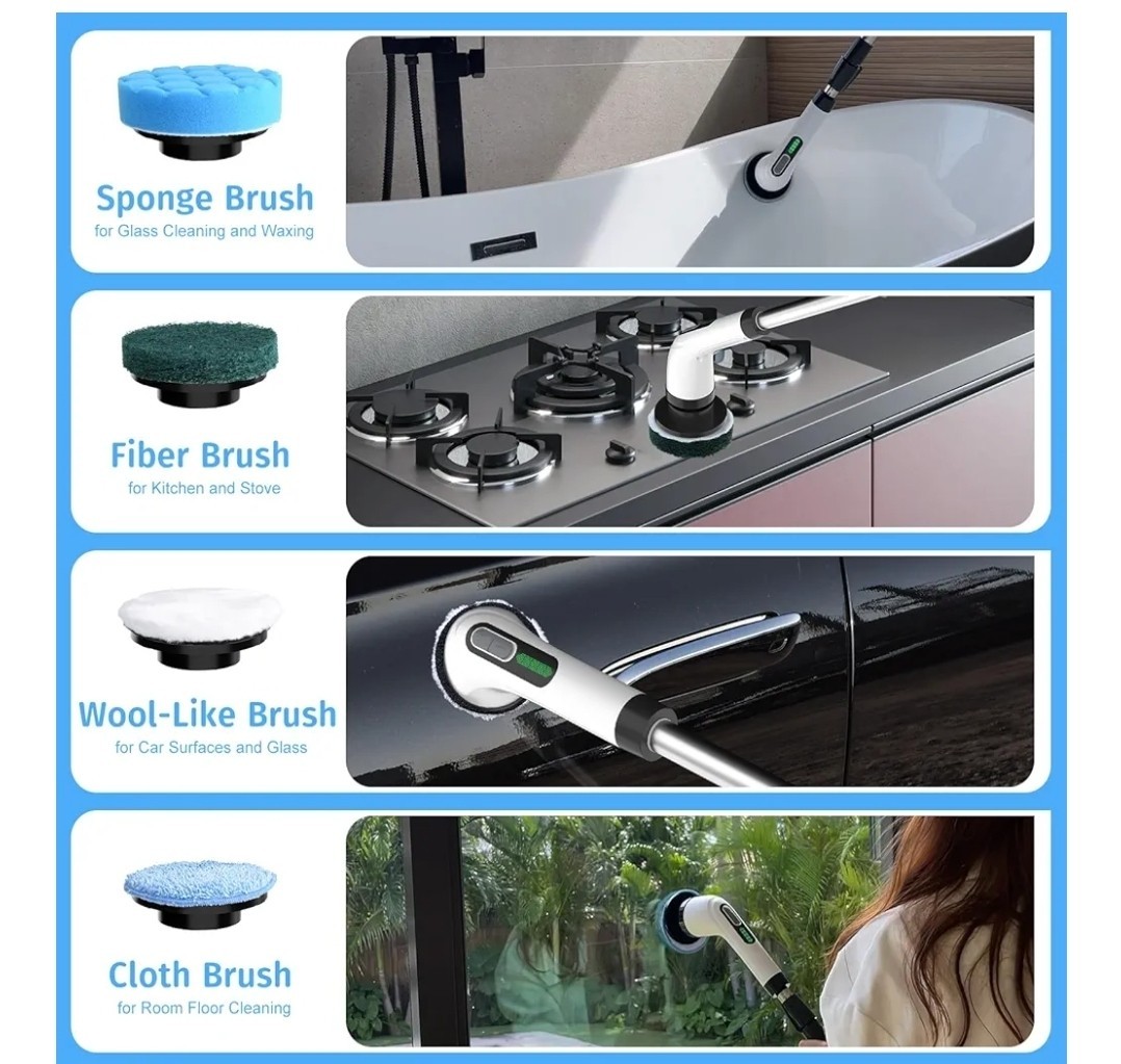 7 IN 1 Electric Spin Scrubber Cordless Power Cleaning Brush Rechargeable Cleaner