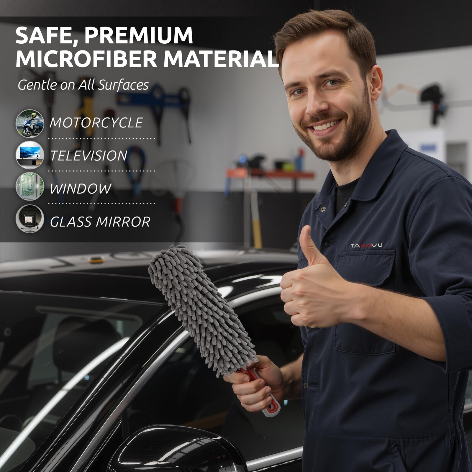 360° Microfiber Car Duster with Comfort Handle & Towel for Home Use