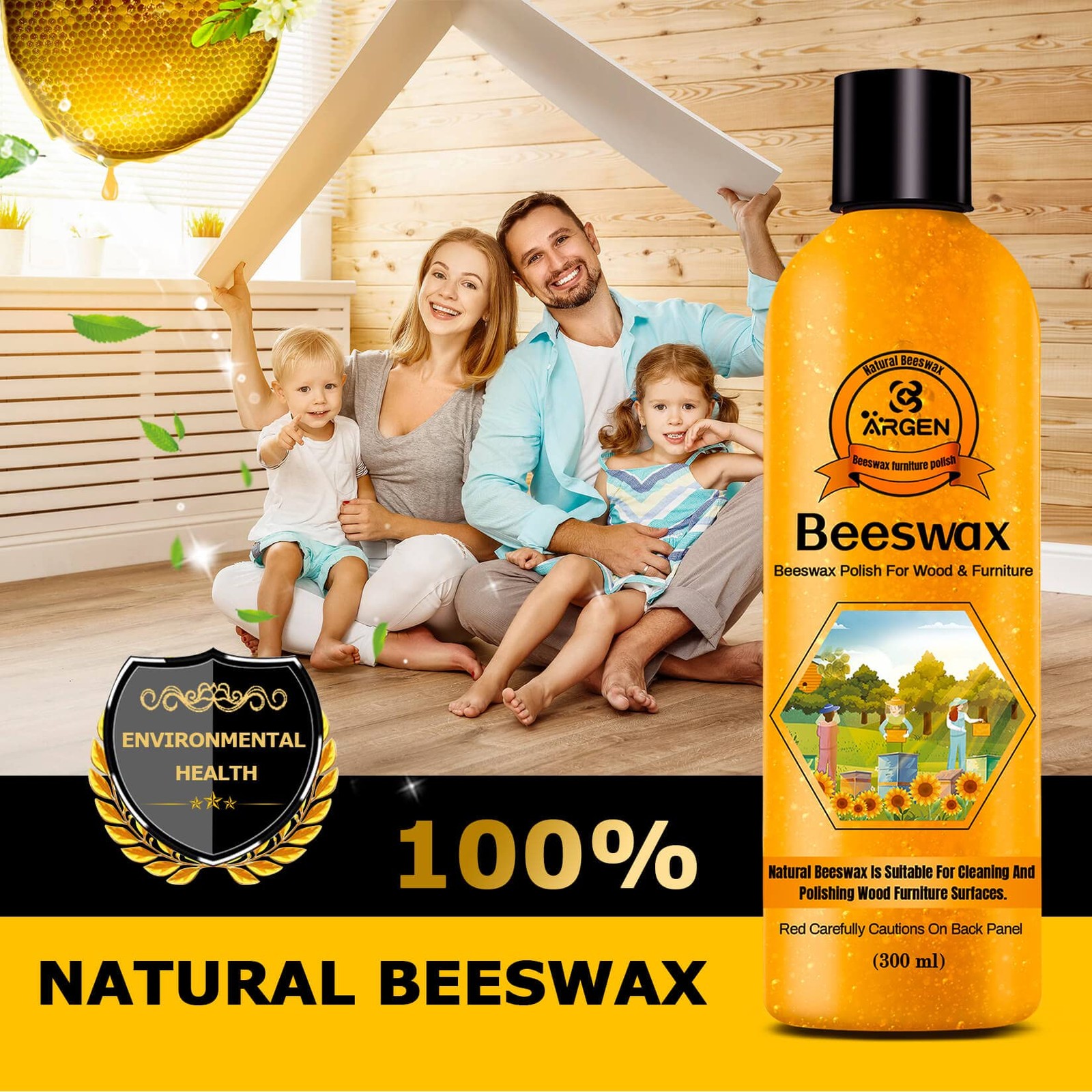 Beeswax Furniture Polish – Natural Wood Conditioner and Finish Restorer 300ML