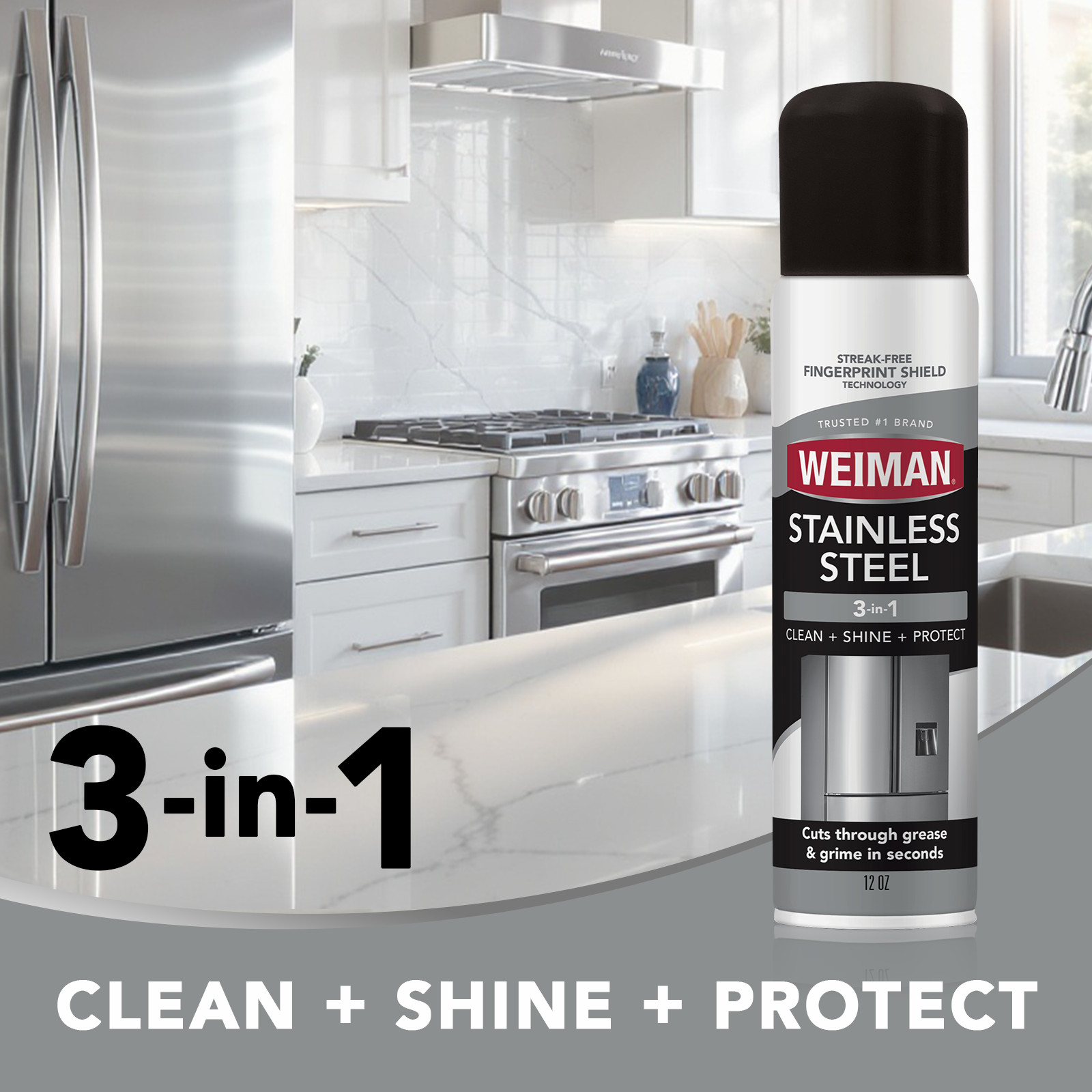Weiman Stainless Steel Cleaner Polish Spray 12oz 3 Pack Streak Free Shine