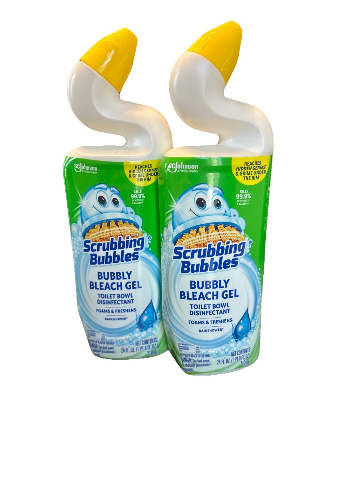 2x Scrubbing Bubbles Bubbly Bleach Gel Toilet Bowl Cleaner Rainshower 24 fl oz