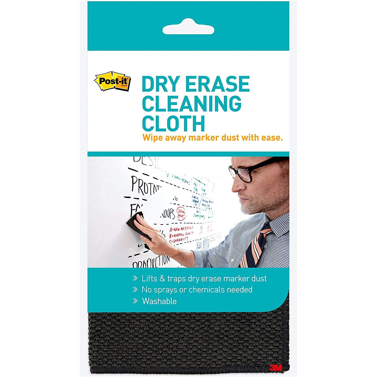 Post-it Dry-Erase Cleaning Cloth: 11.6 in. x 11.6 in. (Grey)