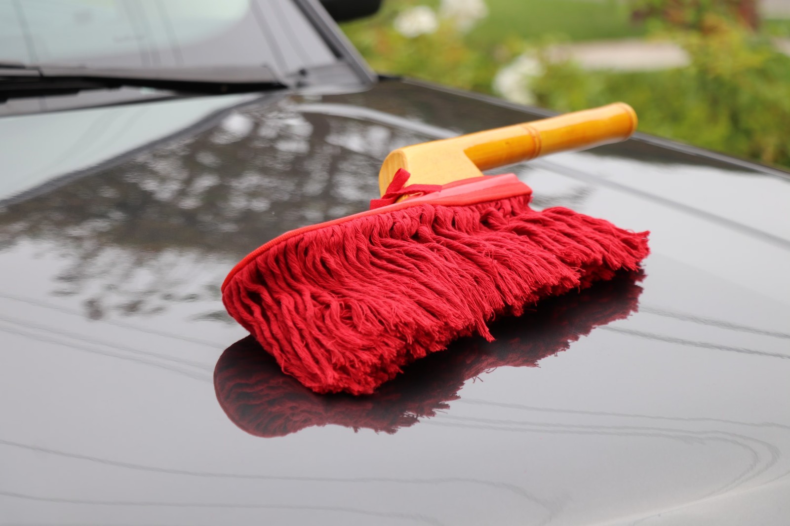 Cotton Car Duster Wood Handle Paraffin Wax Dusting Mop For Auto Detailing Truck