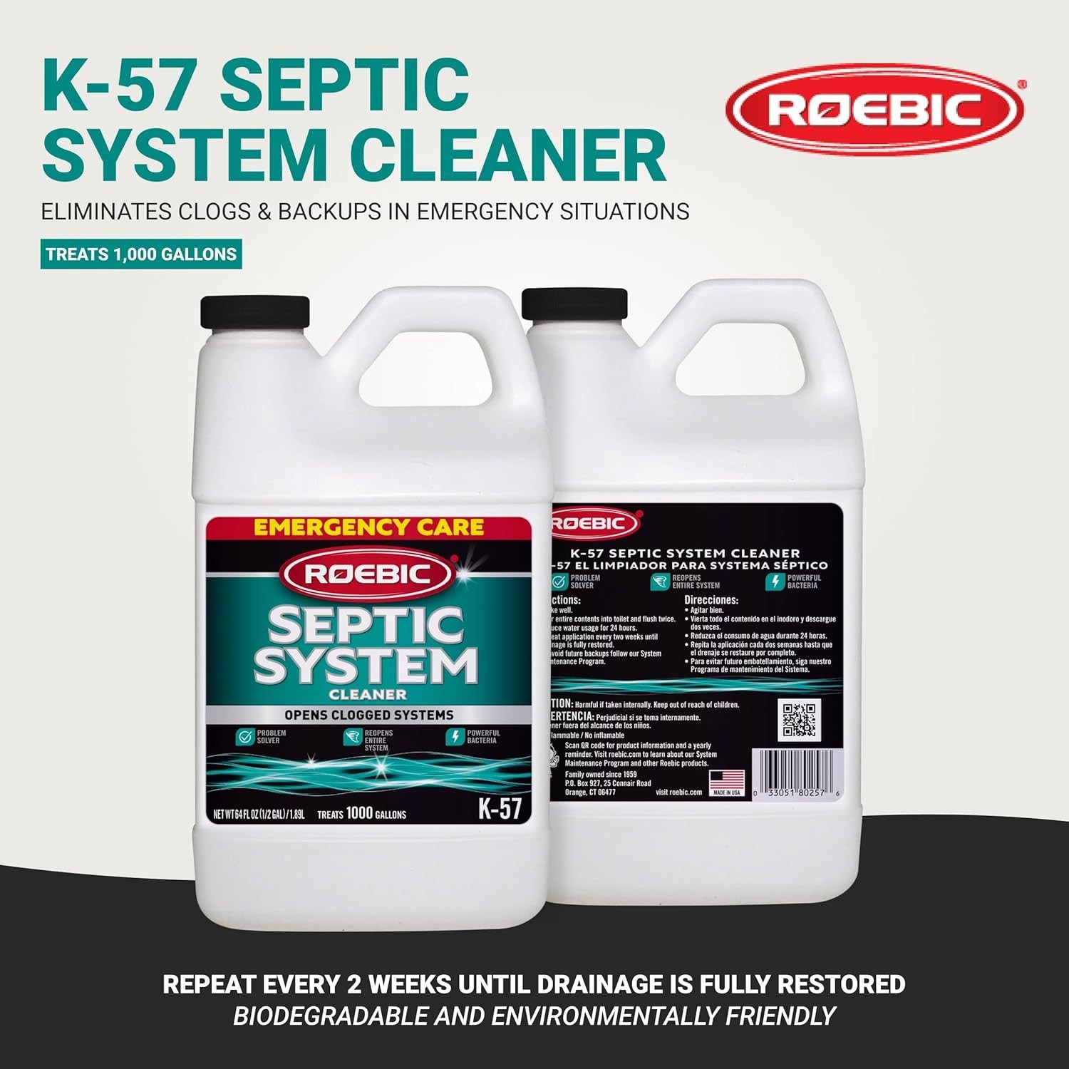 -3 Septic System Treatment: 1/2 Gallon, Clears Clogs, Restores Flow, Maintain…