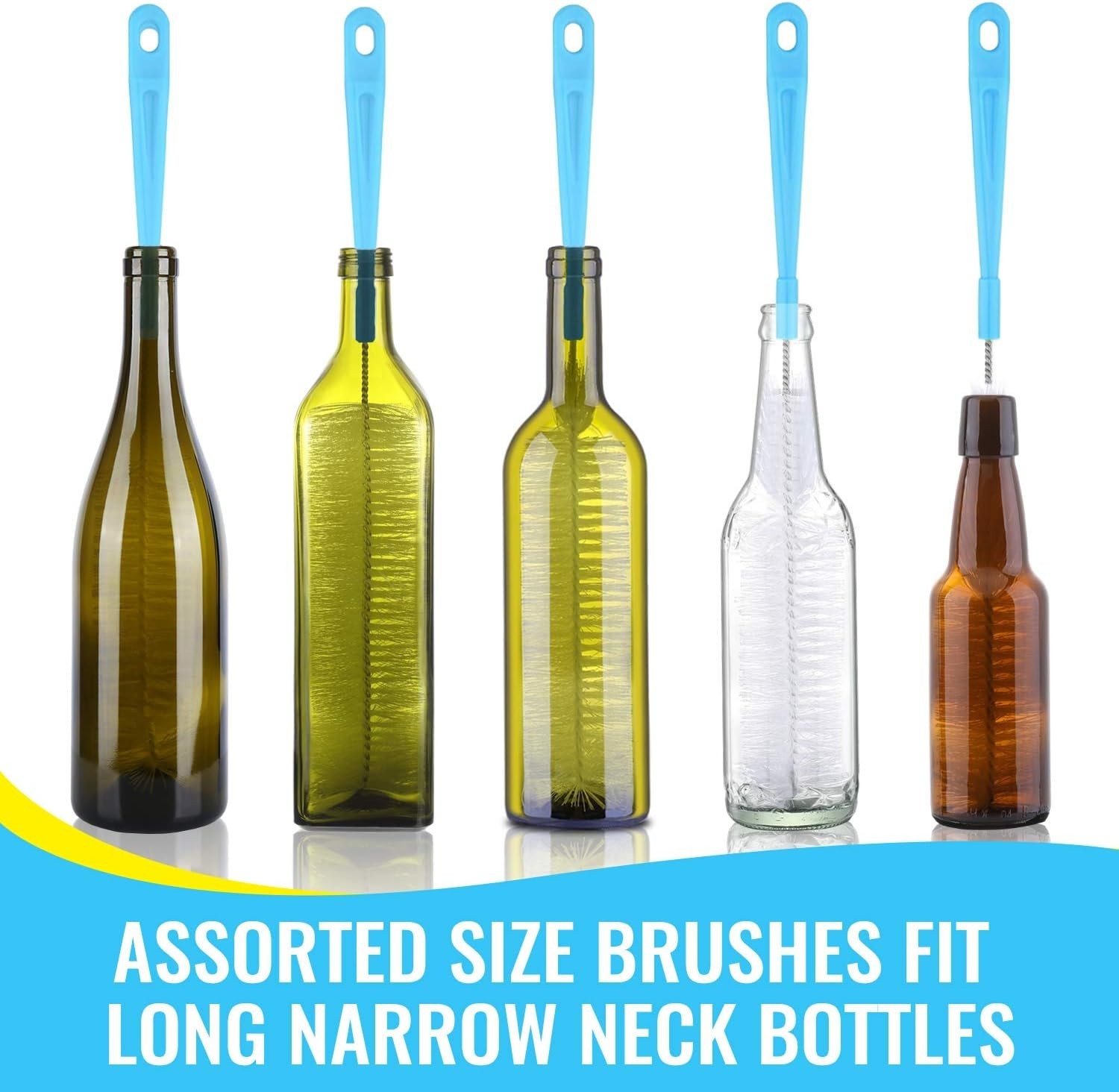 Bottle Cleaning Brush Set Long Handle Silicone Brushes Jug Thermos Flask Cleaner
