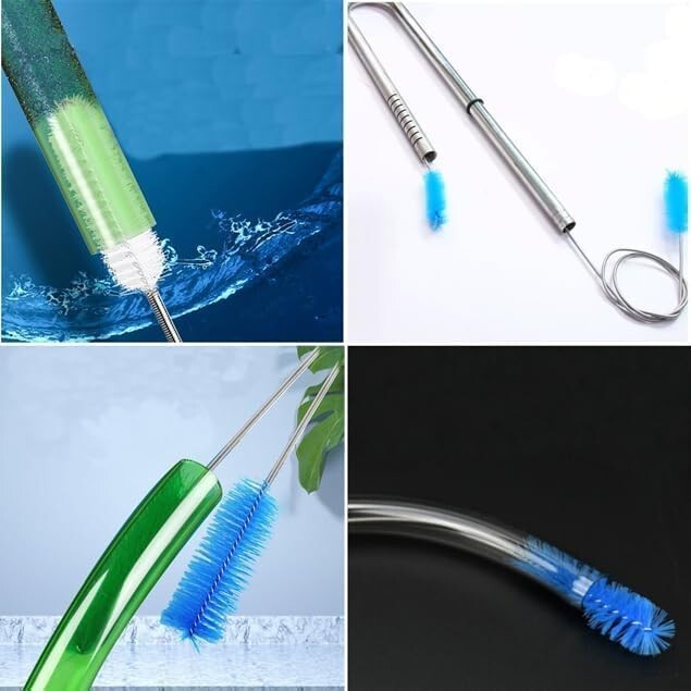 Flexible Drain Brush 61-Inch Long Dual Head Hose and Crevice Brush 3-Pack
