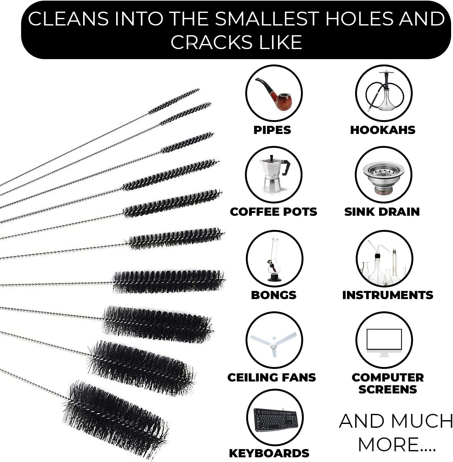 Flexible Drain Cleaning Brush (72″ Long) for Drains, Bottles and Bathroom Sinks