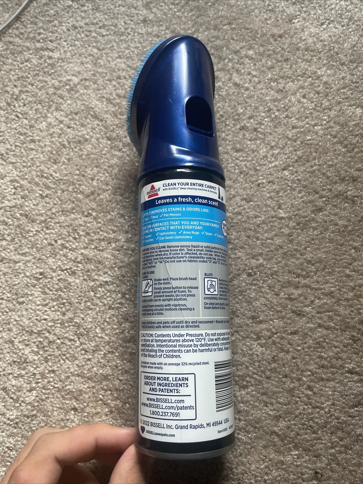 Bissell Spotlifter Spot and Stain Fabric Upholstery Cleaner 12 Oz with Brush