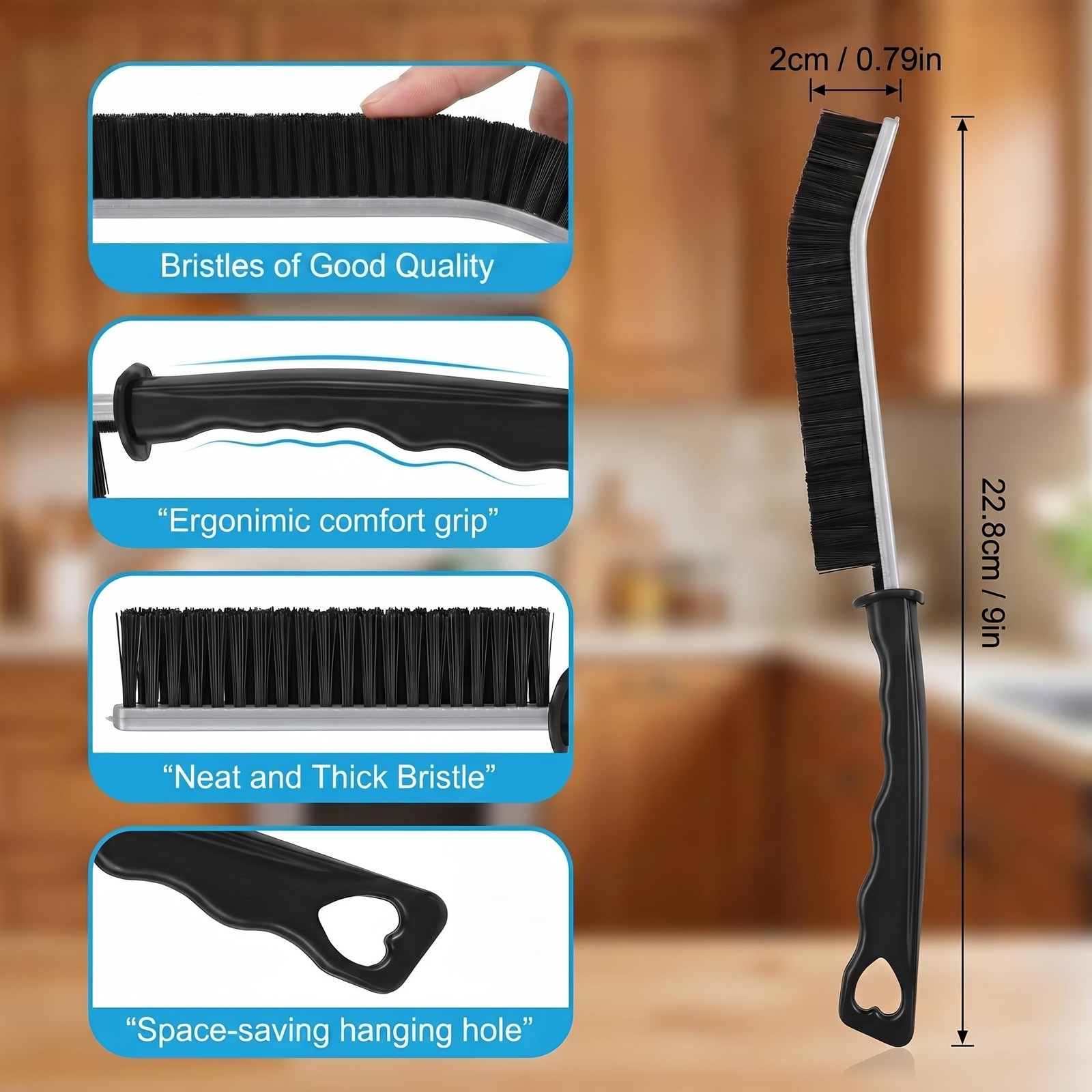 4 Pack Crevice Cleaning Brushes Hard Bristled Grout Brush Tool | Small Spaces