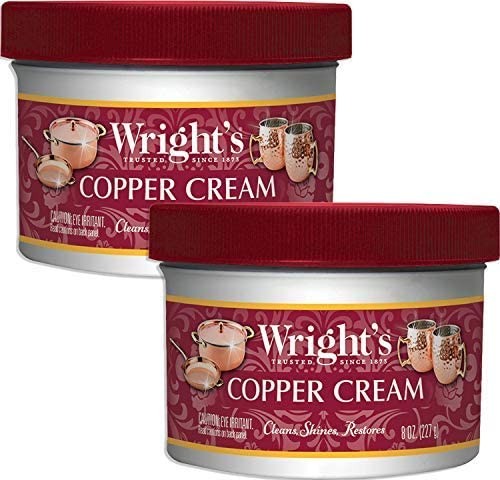 Wright’s Copper and Brass Polish and Cleaner Cream- 8 Ounce – 2 Pack – Gently