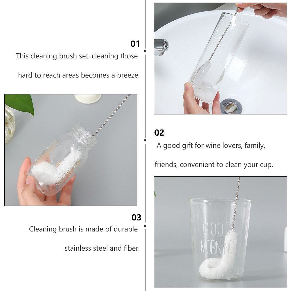 4Pcs Flexible Bottle Brush Set Durable Stainless Steel for Home Use