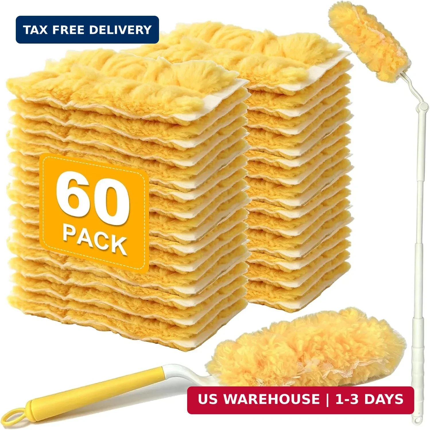60 Count Heavy Duty Duster Refills for Swiffer, Multi Surface 360° Feather Duste
